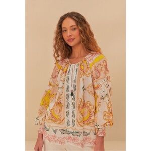 NWT FARM RIO Women's Off-White Maritime Magic Blouse Size S